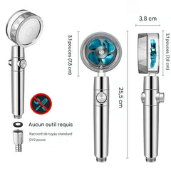 Pommeau de Douche Filtrant “AquaSpin Pro” | Haute Pression, Rotation 360° & Économie d’Eau