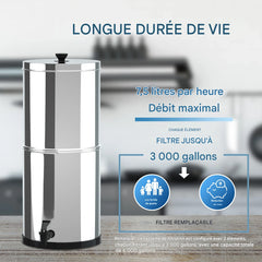 PureFlow Gravity E27 | Filtre à Eau par Gravité Inox – Camping, Maison & Urgences