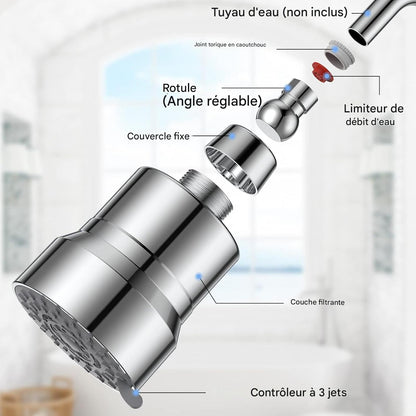 Douche filtrante GERWELL HL46 | 3 modes haute pression – Filtration anti-chlore, calcaire & métaux lourds
