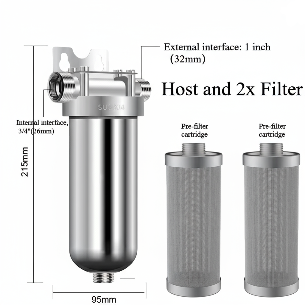 AquaShield WS40 | Filtre Central Inox 304 – Préfiltration Maison & Puits – 40μm Auto-Nettoyant