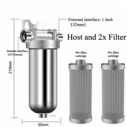 AquaShield WS40 | Filtre Central Inox 304 – Préfiltration Maison & Puits – 40μm Auto-Nettoyant