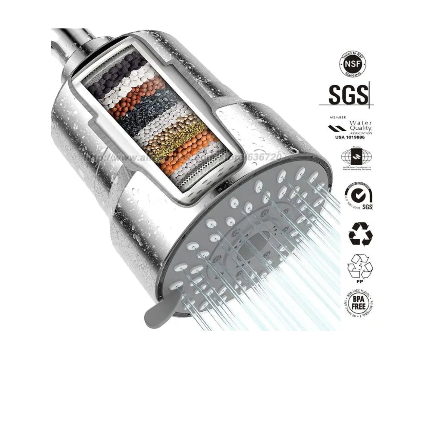 Douche filtrante GERWELL HL46 | 3 modes haute pression – Filtration anti-chlore, calcaire & métaux lourds