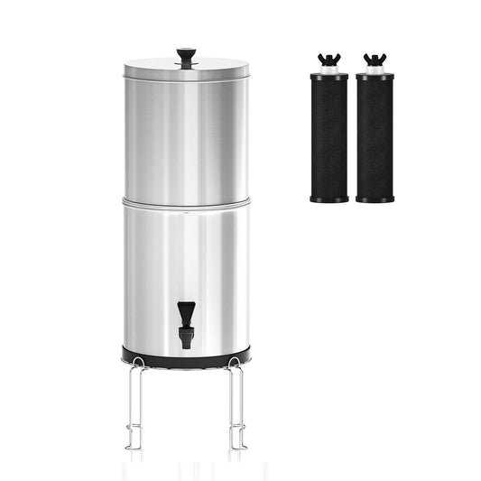 PureFlow Gravity E27 | Filtre à Eau par Gravité Inox – Camping, Maison & Urgences