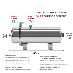 AquaSteel PVDF Pro Series | Filtre d’Eau Central Inox 0,01 μm – CL1000L, CL3000L, CL8000L