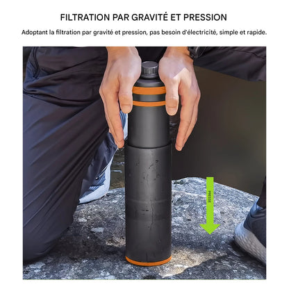 Gourde Filtrante “ClearFlow Bottle 10K” | Eau Pure Outdoor – Filtration Ultra-Fine 10 000 L