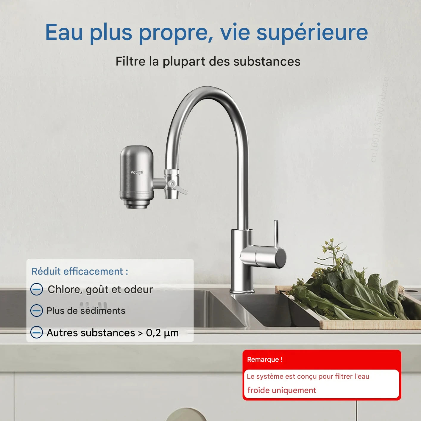 HOMEFISH SteelFlow | Filtre à Eau de Robinet Inox Certifié NSF – Anti-Chlore & Anti-Plomb | Eau Pure & Goût Naturel