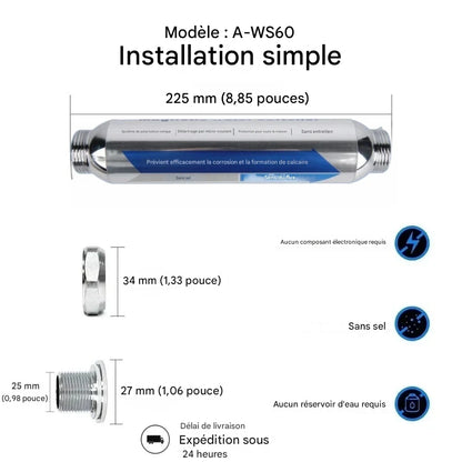 AquaMag IPSE 100 | Adoucisseur Magnétique Sans Sel – Anti-Tartre Écologique & Entretien Zéro