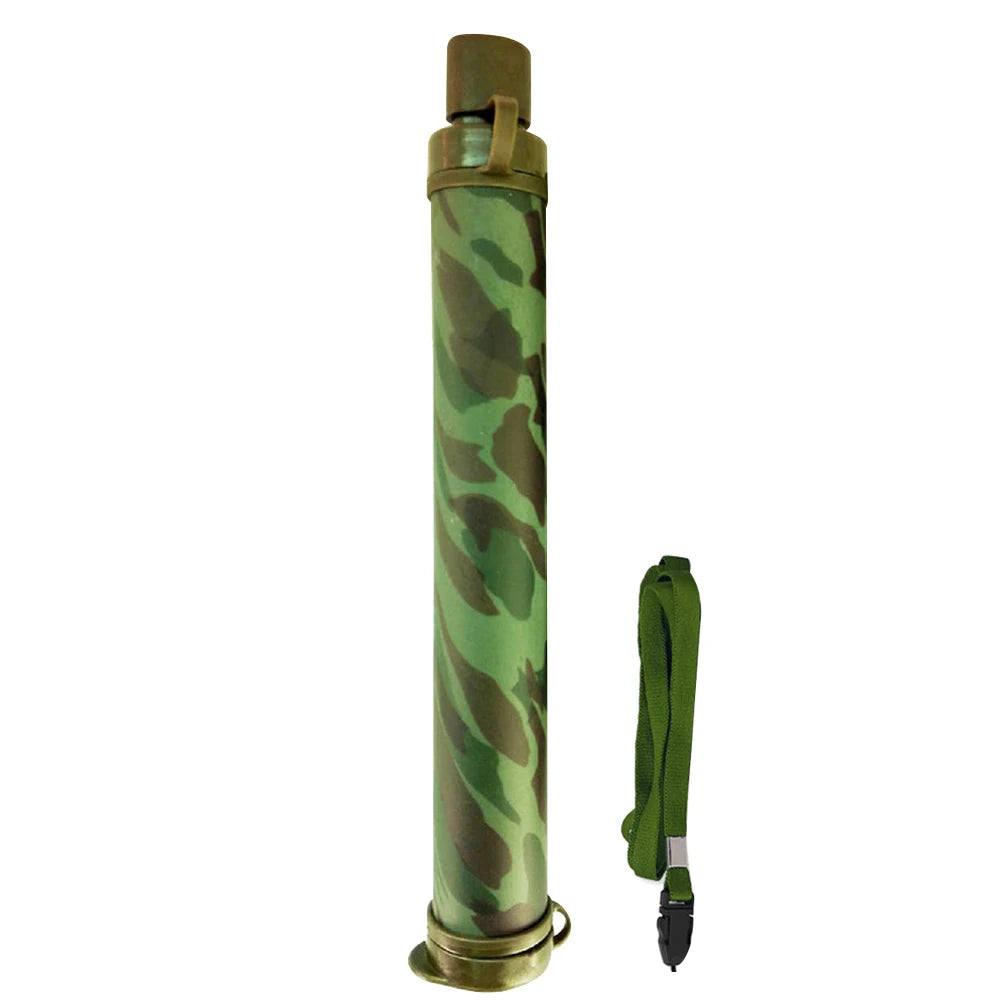 Paille Filtrante de Survie “AquaSurvivor Camo” | Filtration Portable 99,99 % pour Camping & Randonnée