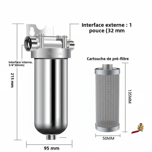 AquaShield WS40 | Filtre Central Inox 304 – Préfiltration Maison & Puits – 40μm Auto-Nettoyant