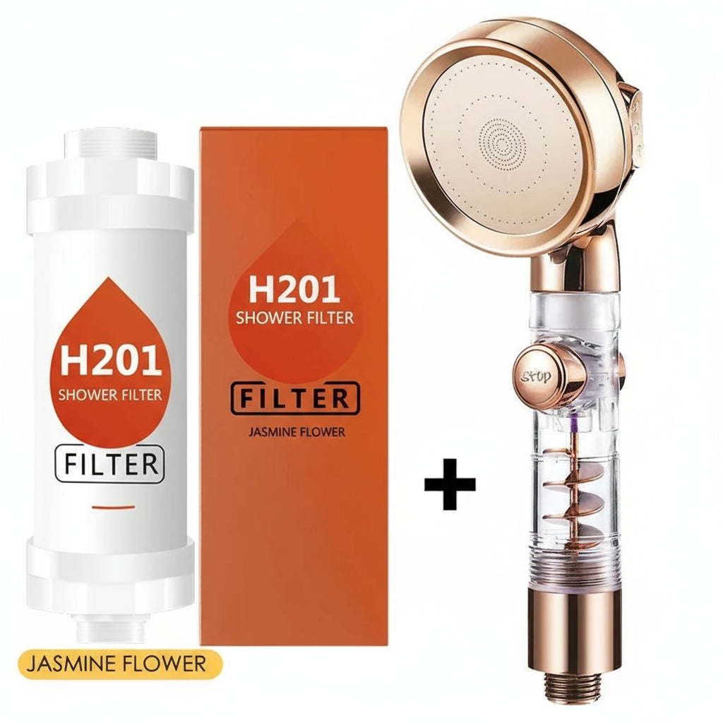 AromaFlow Vitamine C | Pommeau de Douche Parfumé & Filtrant – Anticalcaire & Soins Peau | Senteurs Naturelles Spa