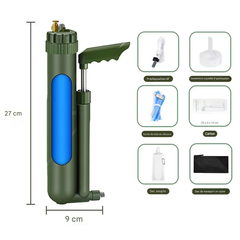 Filterwell RO-Pump Pro | Filtre à Eau Portable par Osmose Inverse – Survie & Camping 0.0001μm