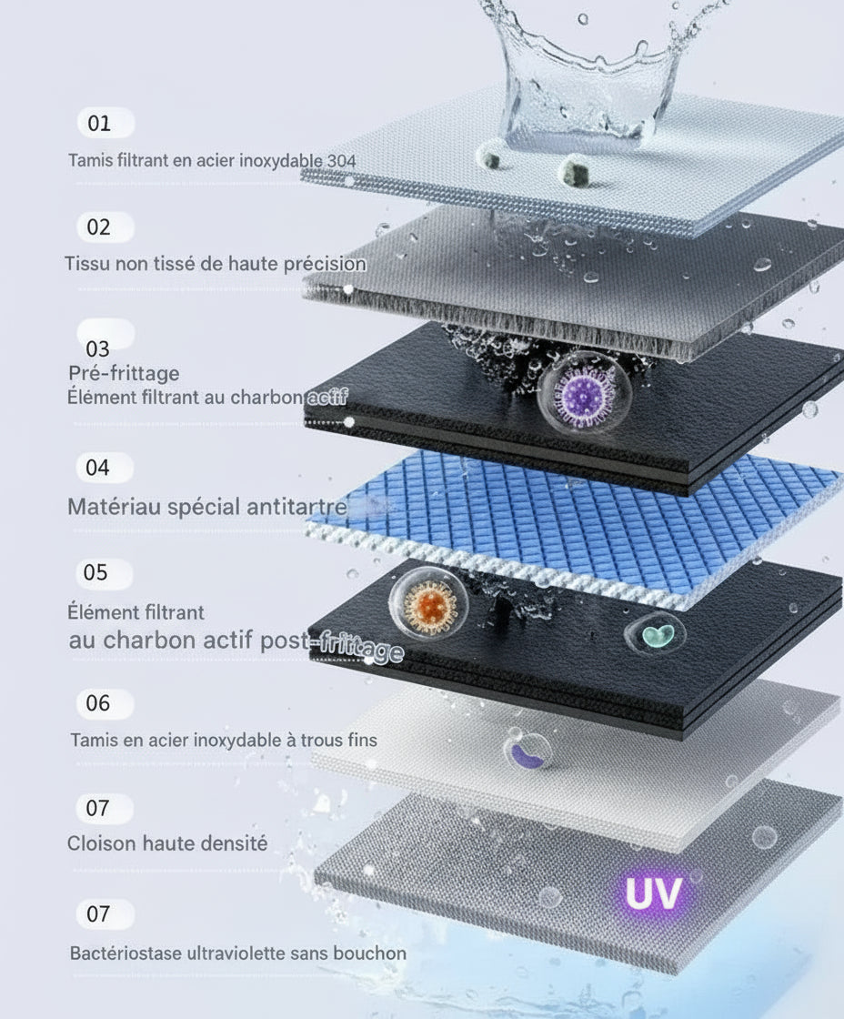 Robinet Filtrant Intelligent “PureFlow Display” | Eau Pure & Bactériostase par Ultraviolets Sans Énergie