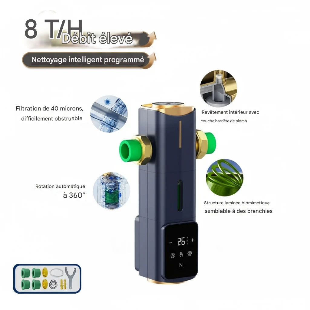 Brova SmartFlow 8000 | Filtre Central Inox Auto-Nettoyant – Débit 8000L/h – Préfiltration Domestique