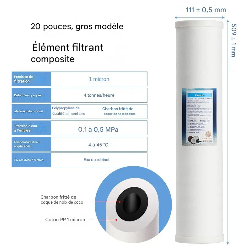PureFlow DuoClean | Filtre à Eau Domestique Double Étape 10"/20" – Anti-Chlore, Anti-Sédiments & Odeurs
