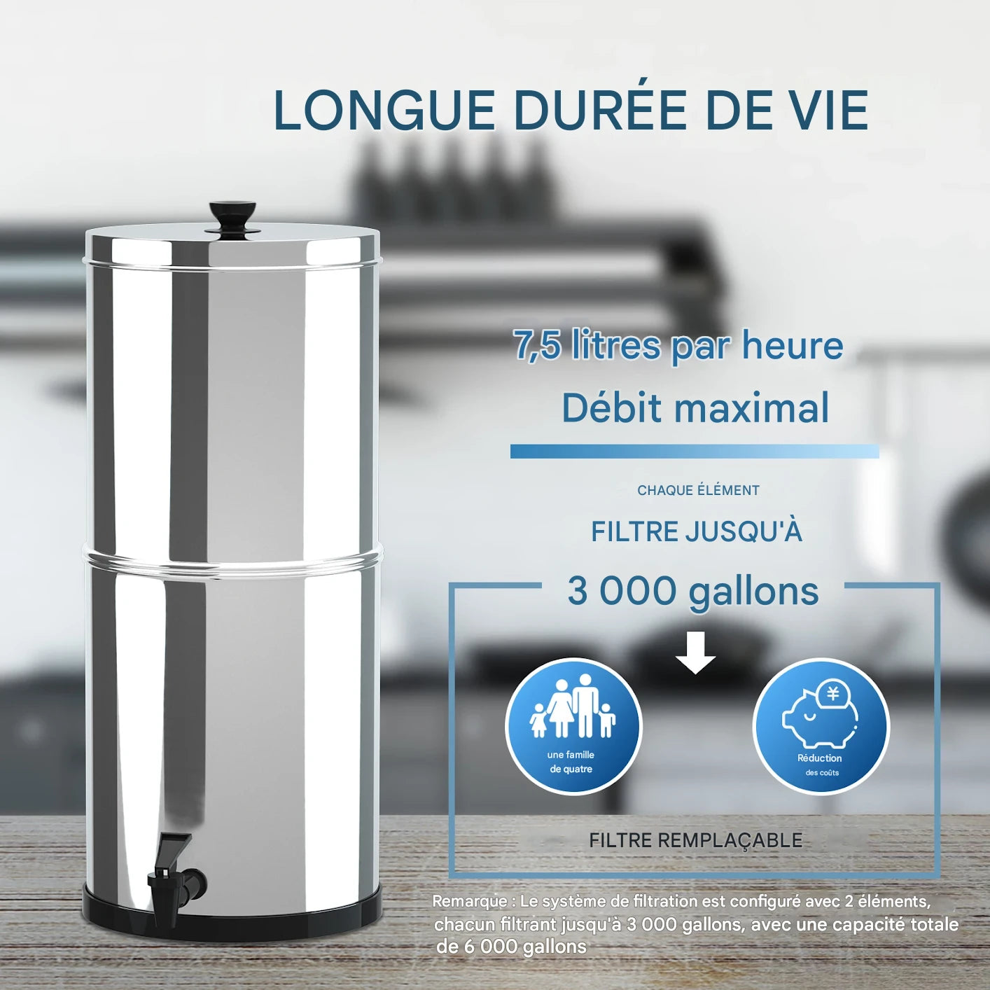 PureFlow Gravity E27 | Filtre à Eau par Gravité Inox – Camping, Maison & Urgences