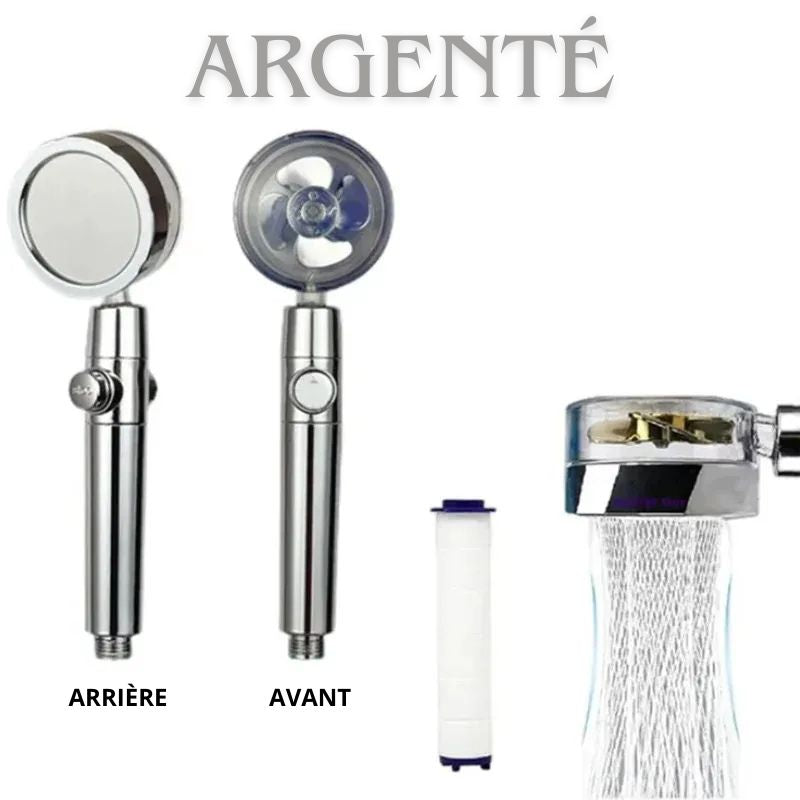 Pommeau de Douche Filtrant “AquaSpin Pro” | Haute Pression, Rotation 360° & Économie d’Eau