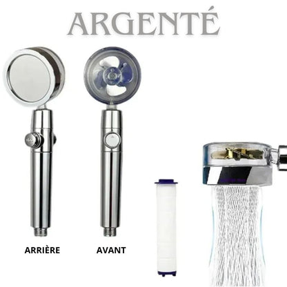 Pommeau de Douche Filtrant “AquaSpin Pro” | Haute Pression, Rotation 360° & Économie d’Eau